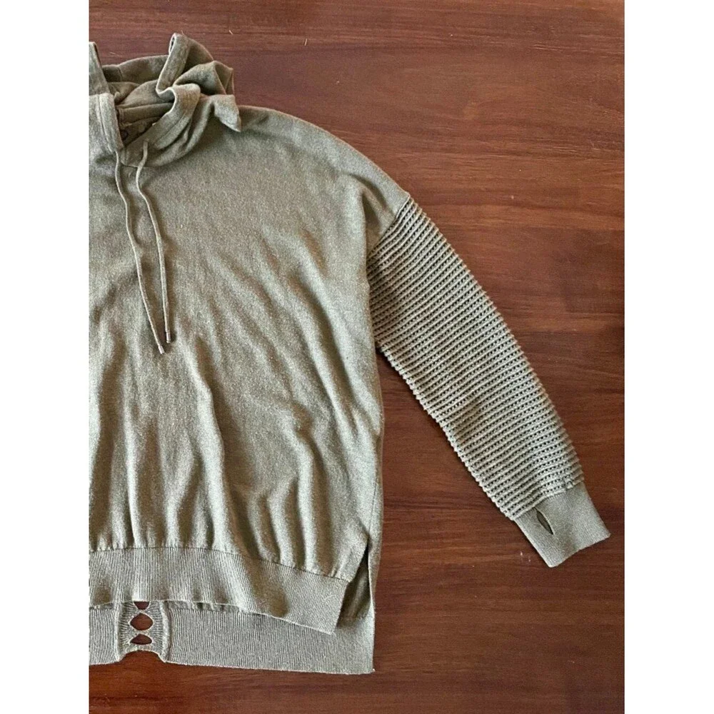 Olive Green Lightweight Hoodie Sweater - Picture 3 of 5